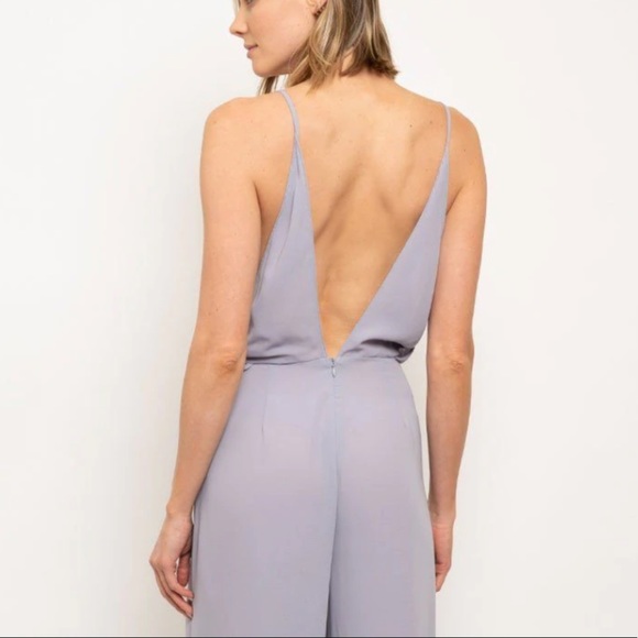 Grey Open-Back V-Neck Spaghetti Strap Jumpsuit - Picture 5 of 11